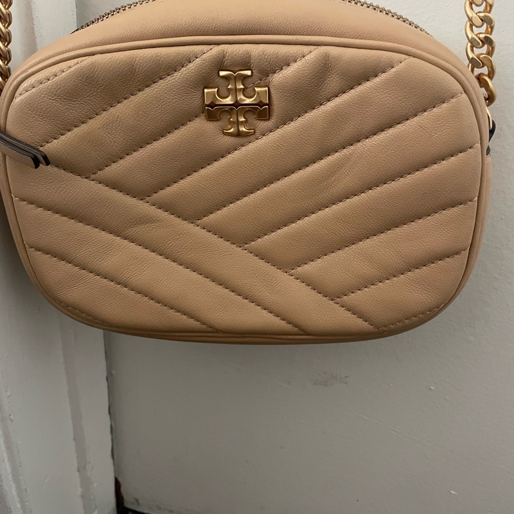 Tory Burch Beige Quilted Crossbody Bag